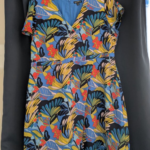 J.Crew Mercantile Women’s Blue Floral V Neck Wrap Front Mini Dress Size 16 - Picture 8 of 9
